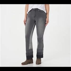 LOGO by Lori Goldstein Regular Pieced Seamed Mini Boot Cut Jeans, Size 8